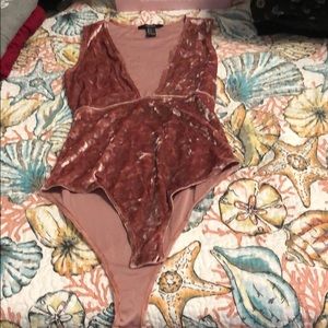 Pink velvet bodysuit